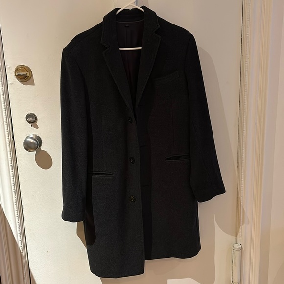 Charcoal grey wool overcoat - Picture 1 of 5